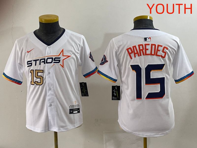 Youth Houston Astros 15 Paredes White Fourth generation Joint Name 2025 Nike MLB Jersey style 4